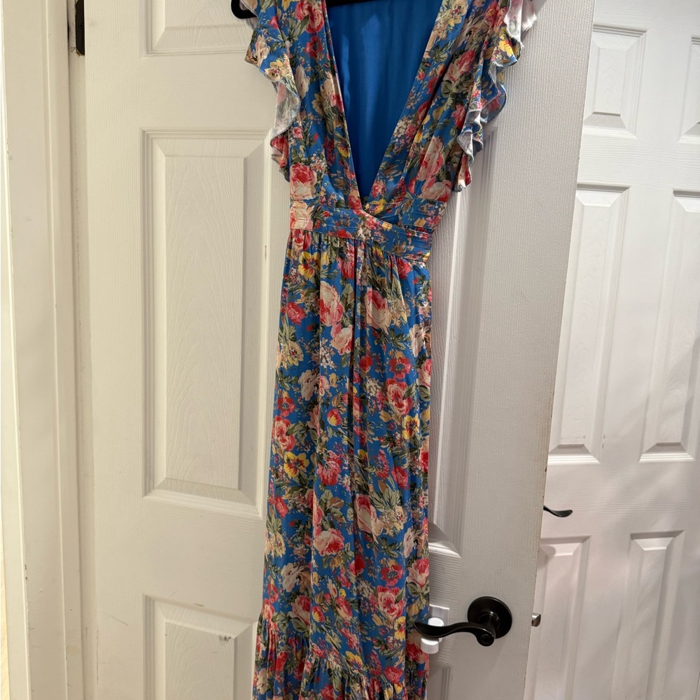 Majorelle Revolve Mistwood Floral Maxi Dress with Ruffle Sleeves